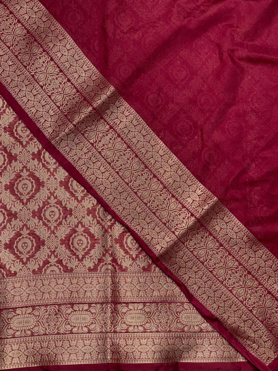 Deep maroon brocade Banarasi silk saree- MPSBRO2