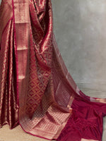 Deep maroon brocade Banarasi silk saree- MPSBRO2