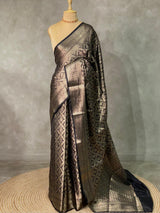 Black brocade Banarasi silk saree- MPSBRO3
