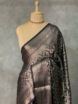 Black brocade Banarasi silk saree- MPSBRO3