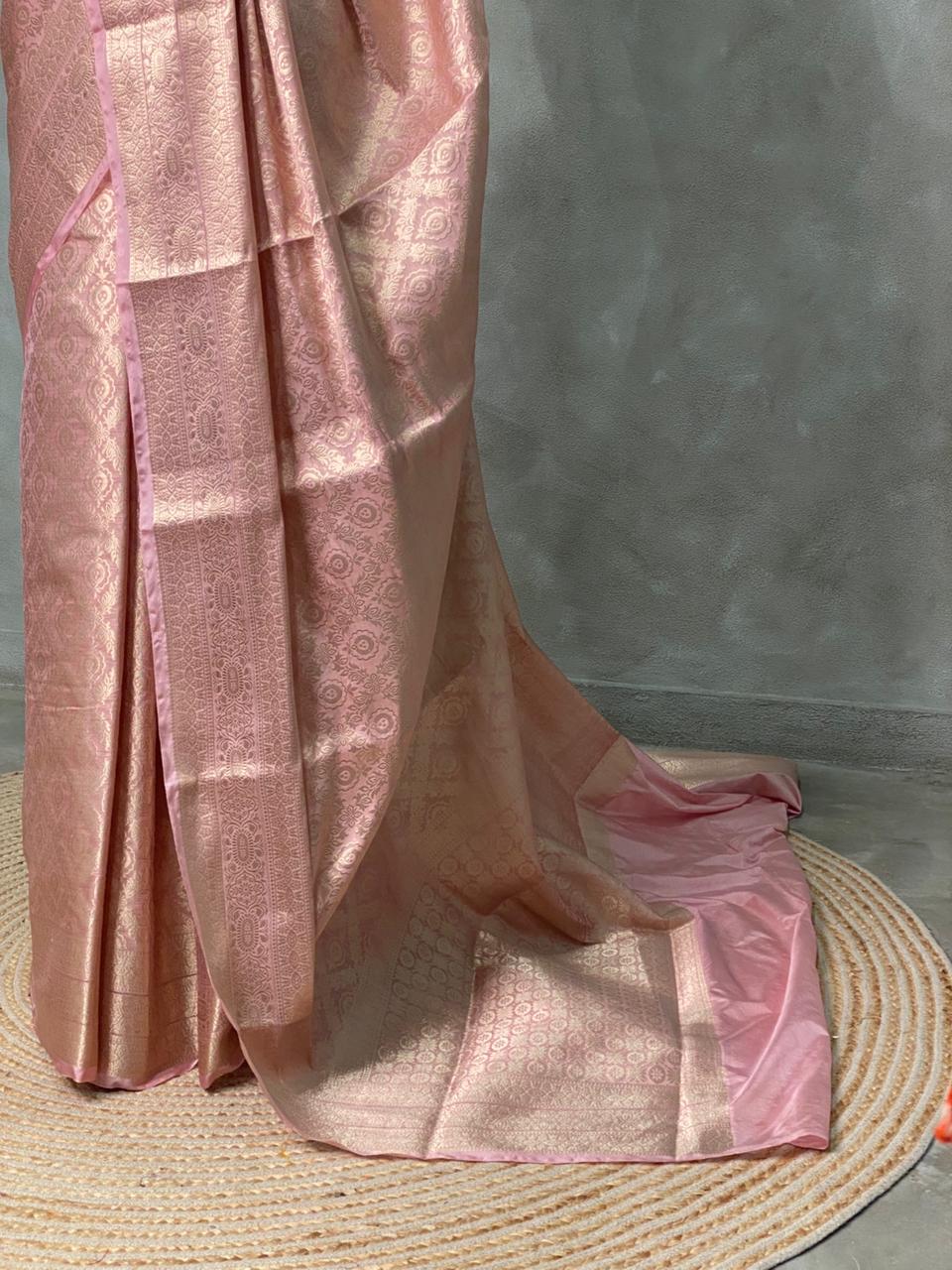 Pastal pink brocade Banarasi silk saree- MPSBRO4