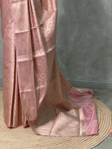 Pastal pink brocade Banarasi silk saree- MPSBRO4