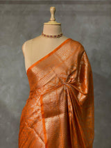 orange brocade Banarasi silk saree- MPSBRO6