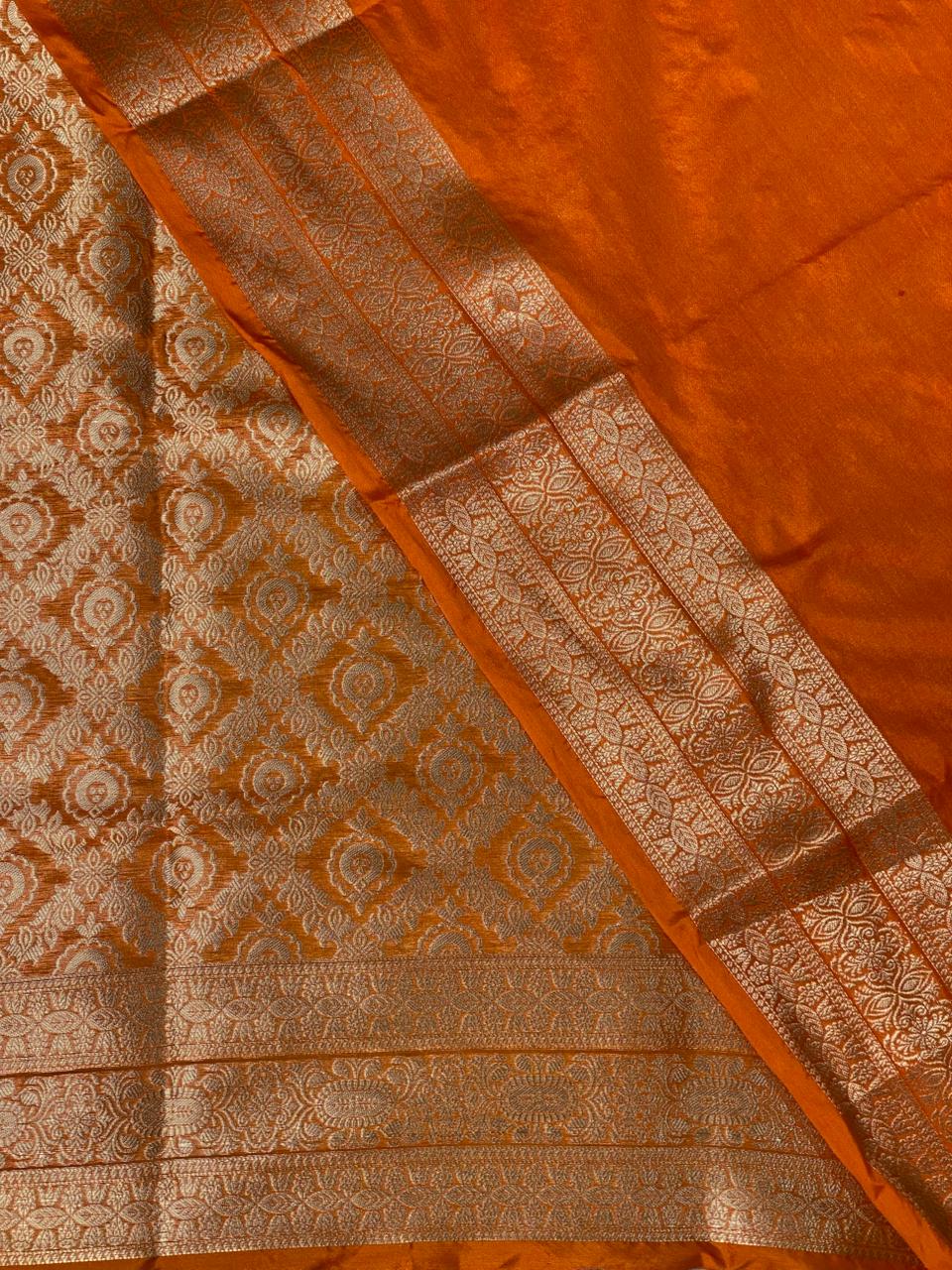 orange brocade Banarasi silk saree- MPSBRO6