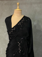 Black Pure chiffon designer saree - PSD11