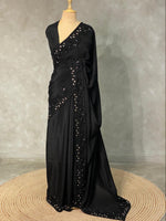Black Pure chiffon designer saree - PSD11