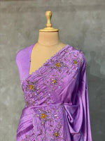 Lavender Raw silk designer saree - PSD13