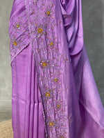 Lavender Raw silk designer saree - PSD13