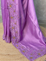 Lavender Raw silk designer saree - PSD13