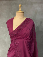 Wine pure Organza designer saree - PSD14