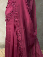 Wine pure Organza designer saree - PSD14