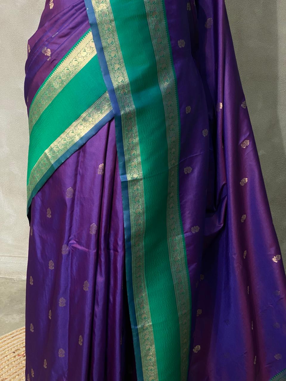 Violet and green Banarasi saree -BSP7A
