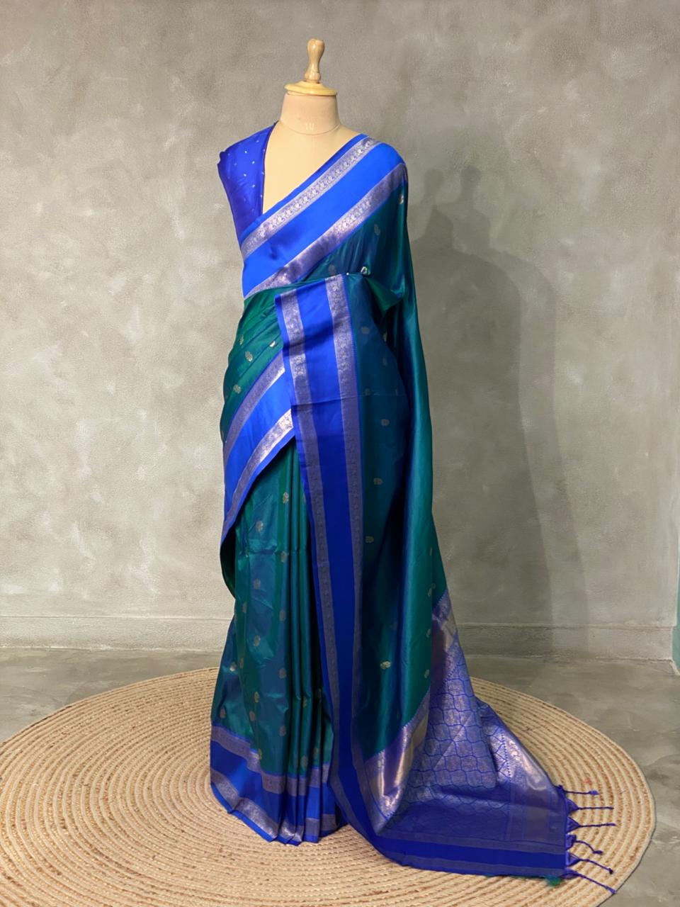 Peacock Blue Banarasi saree -BSP7C