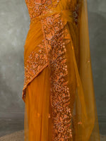 Mustard Yellow net designer saree - PSD16