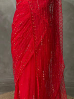 Red net designer saree - PSD17