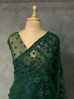 Bottle Green net designer saree - PSD18