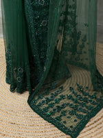 Bottle Green net designer saree - PSD18