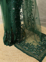Bottle Green net designer saree - PSD19