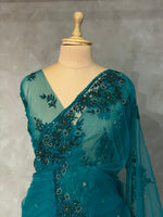 Peacock Green net designer saree - PSD21