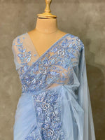 Pastal Blue net designer saree - PSD22