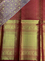 Lavender and Red Pure tissue Kanchipuram Silk saree - PPURE36
