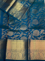Peacock Blue Pure Kanchipuram Silk saree - PPURE43