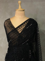 Black net bridal designer saree - PSD17A