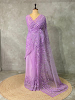 Lavender net bridal designer saree - PSD30