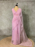 Pastal Pink net bridal designer saree - PSD17B