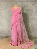 Pink net bridal designer saree - PSD31
