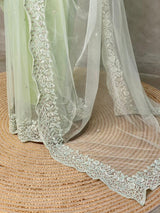 Pastal green net bridal designer saree - PSD34
