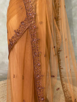 Brownish gold net bridal designer saree - PSD37