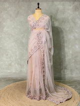 Nude shade net bridal designer saree - PSD39