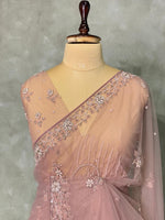Nude Pink net bridal designer saree - PSD42