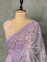 lavender net bridal designer saree - PSD43