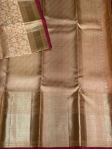 Nude Peach and rani pink Kanchipuram Silk saree - PPURE58