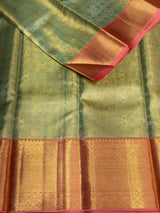 Pastal green and Pink Pure Kanchipuram Silk saree - PPURE70