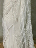 White net bridal designer saree - PSD17C