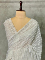 White net bridal designer saree - PSD17C