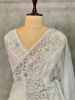white net bridal designer saree - PSD46