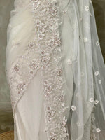 white net bridal designer saree - PSD49