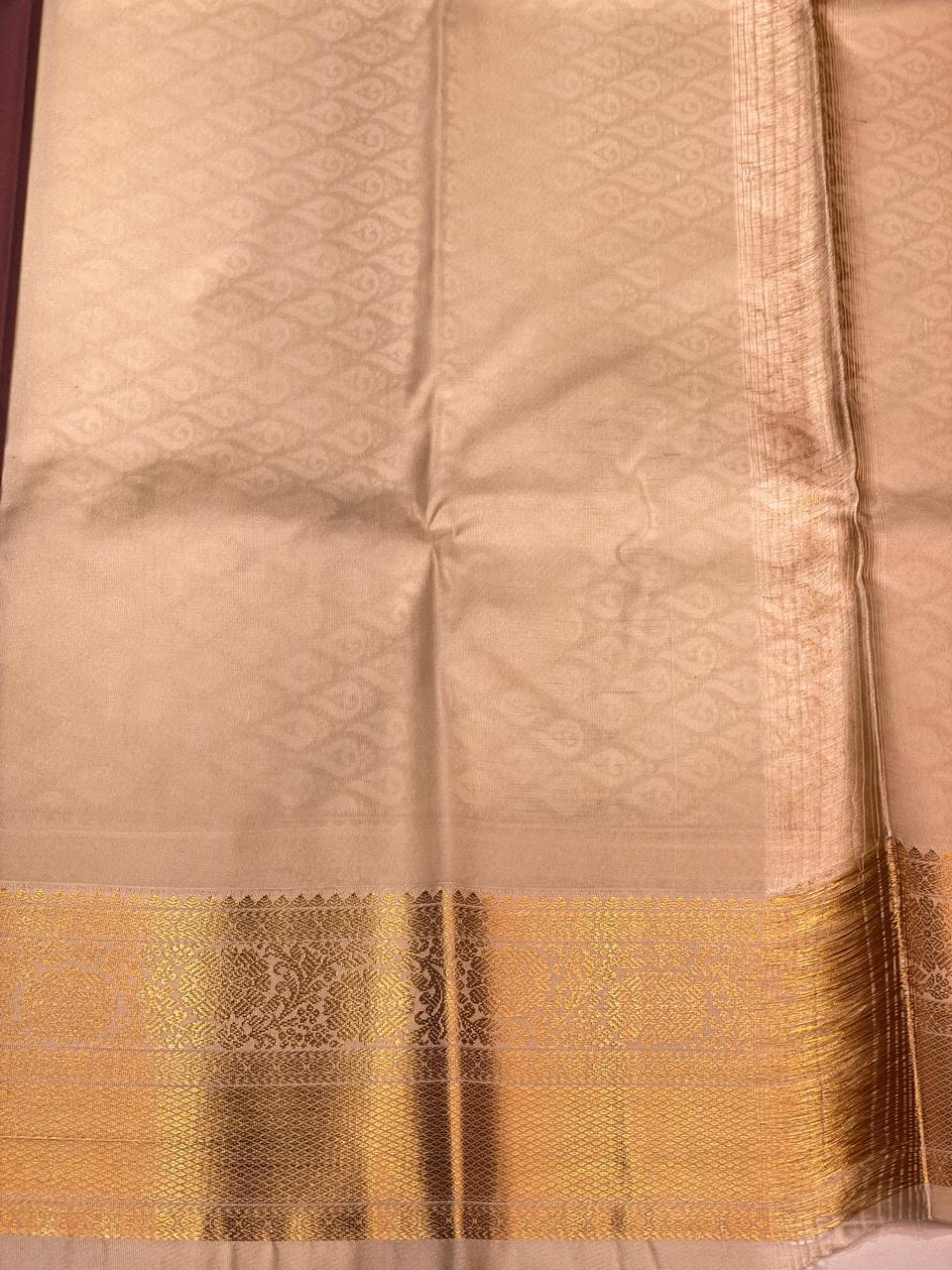 Deep brown and sandal kanchipuram silk saree- PSSR259