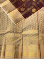 Deep brown and sandal kanchipuram silk saree- PSSR259
