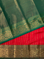 Red and Green Semi brocade Banarasi silk saree- PBROK