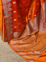 Orange and light gold zatin Banarasi saree- MPSZ
