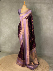 Deep Purple and Lavender Banarasi saree -BSP11