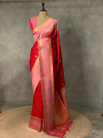 Red and Pink Banarasi saree -BSP10