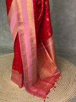 Red and Pink Banarasi saree -BSP10