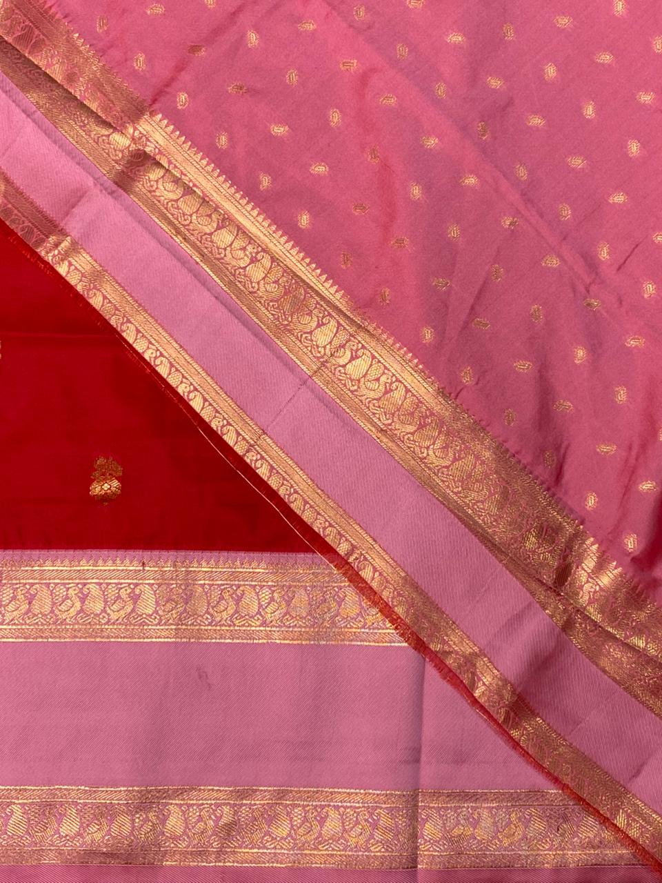 Red and Pink Banarasi saree -BSP13