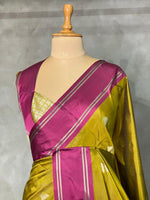 Olive Green and Purple banarasi silksaree - AISH13